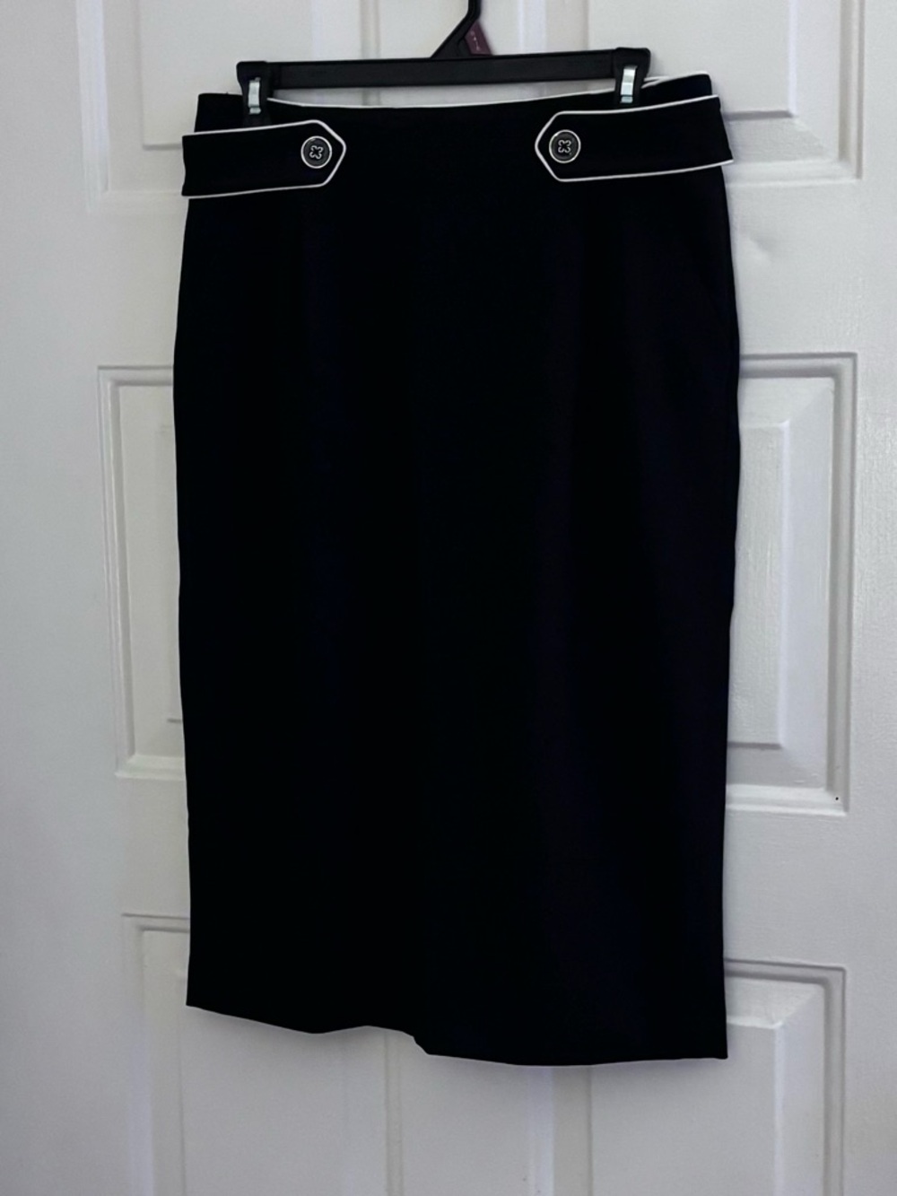 Tommy Hilfiger Black Pencil Skirt with White Contrast Trim